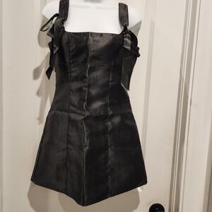 Current Mood Black Satin Mini Dress